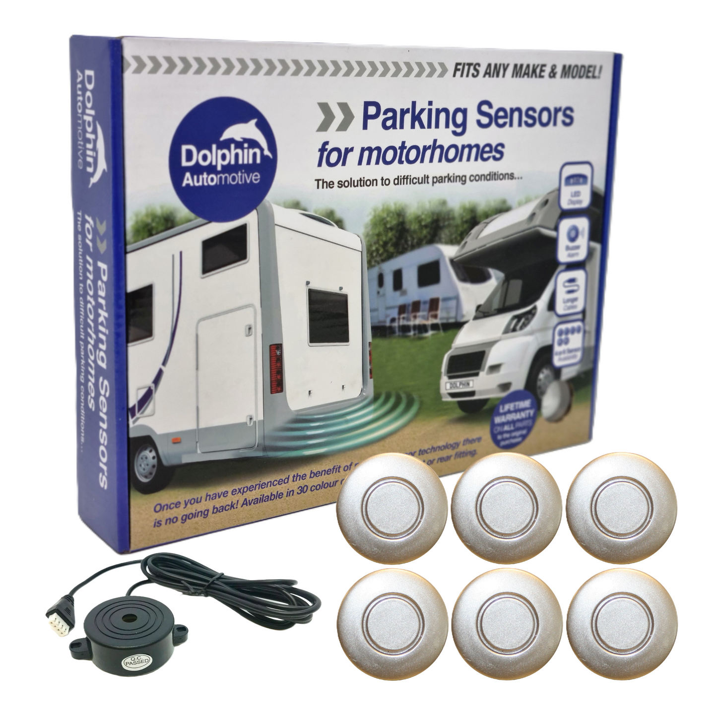 6 Reversing Sensors with Audio Beep Alerts - For Motorhomes & Vans