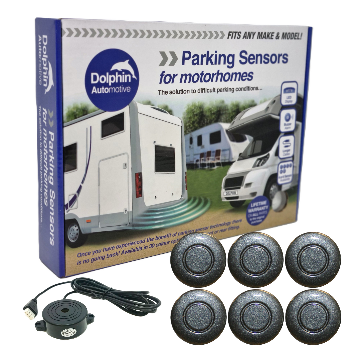 6 Reversing Sensors with Audio Beep Alerts - For Motorhomes & Vans