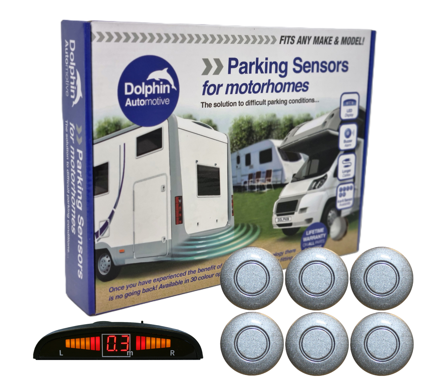 6 Reversing Sensors with Dashboard Display - For Motorhomes & Vans