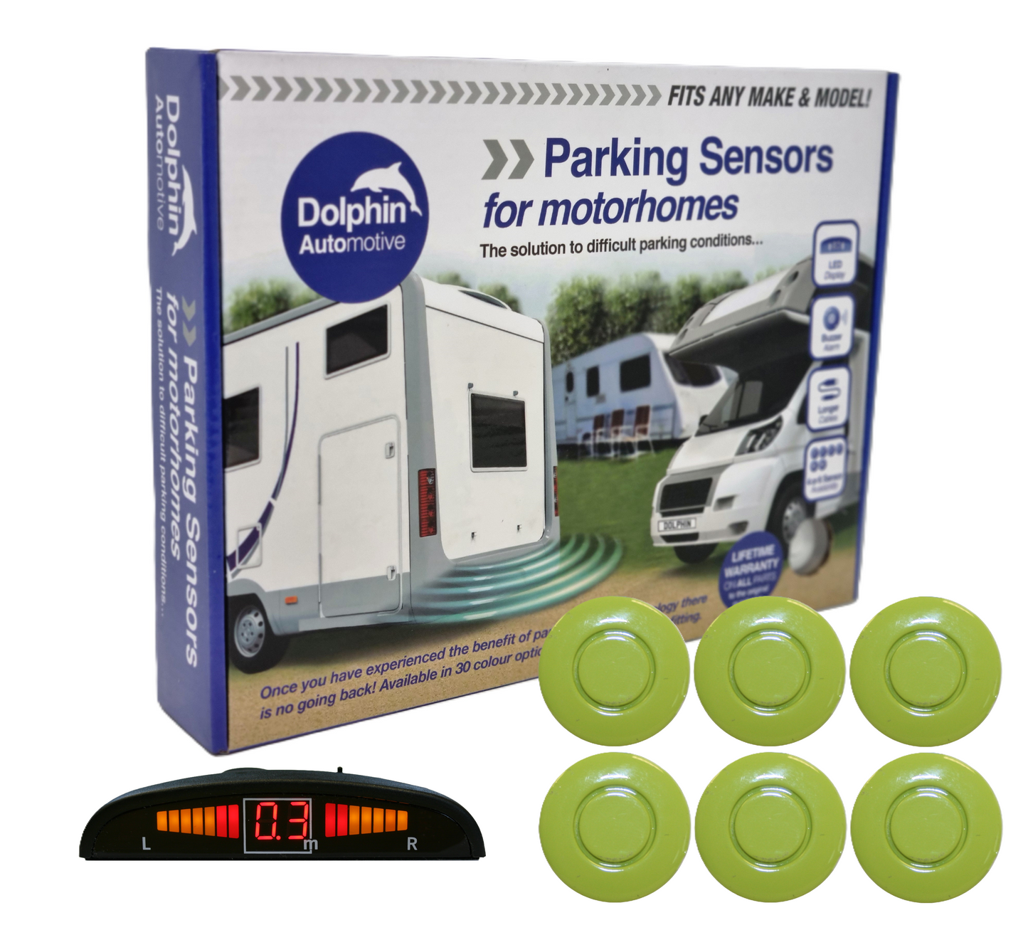 6 Reversing Sensors with Dashboard Display - For Motorhomes & Vans