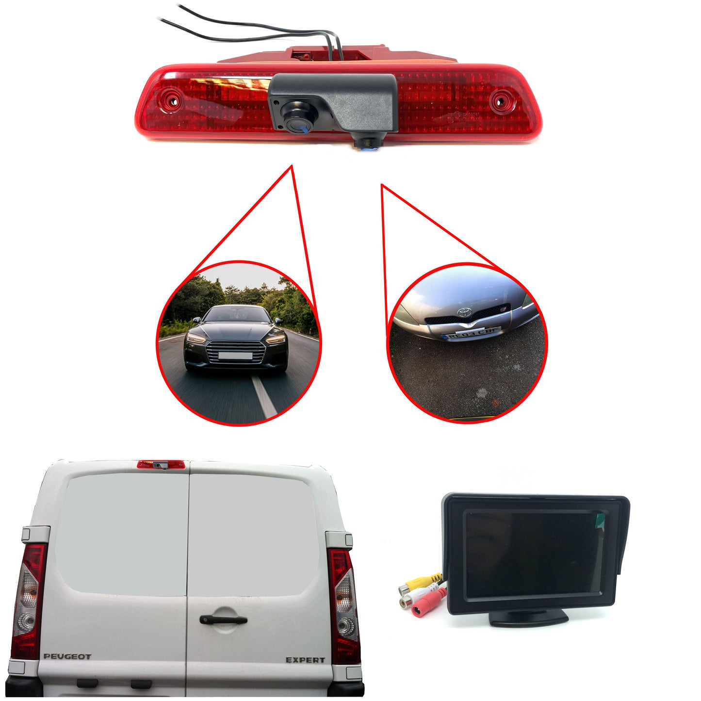 Dual/Twin Rear Brake Light Camera Citroen Dispatch 2007 - 2016