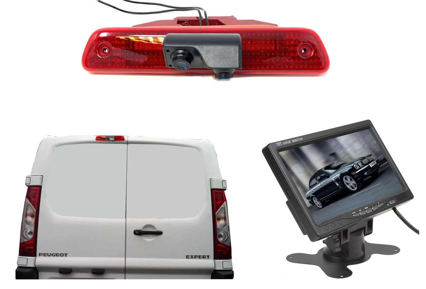 Dual/Twin Rear Brake Light Cameras for Peugeot Expert from 2007 to 2016