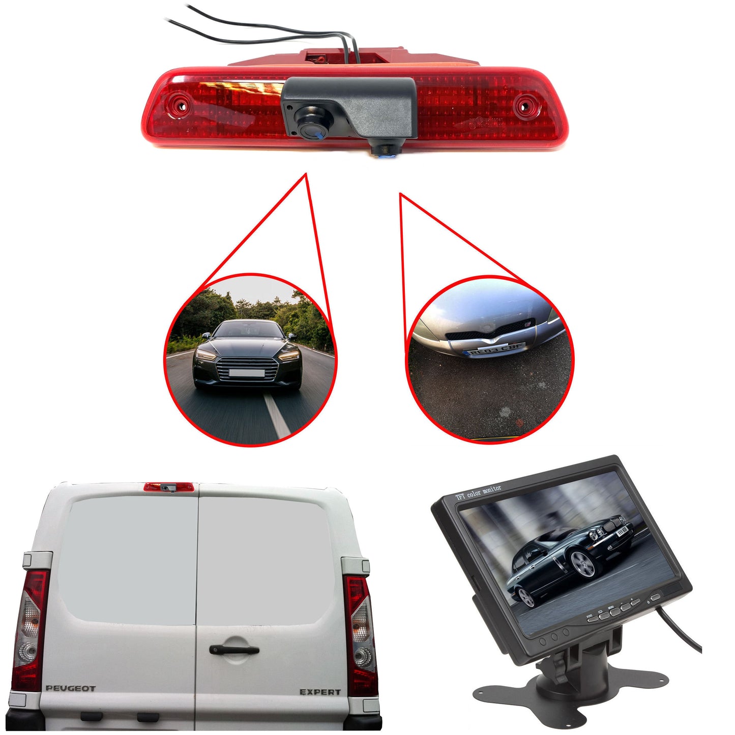 Dual/Twin Rear Brake Light Cameras for Toyota Proace vans from 2013 to 2016