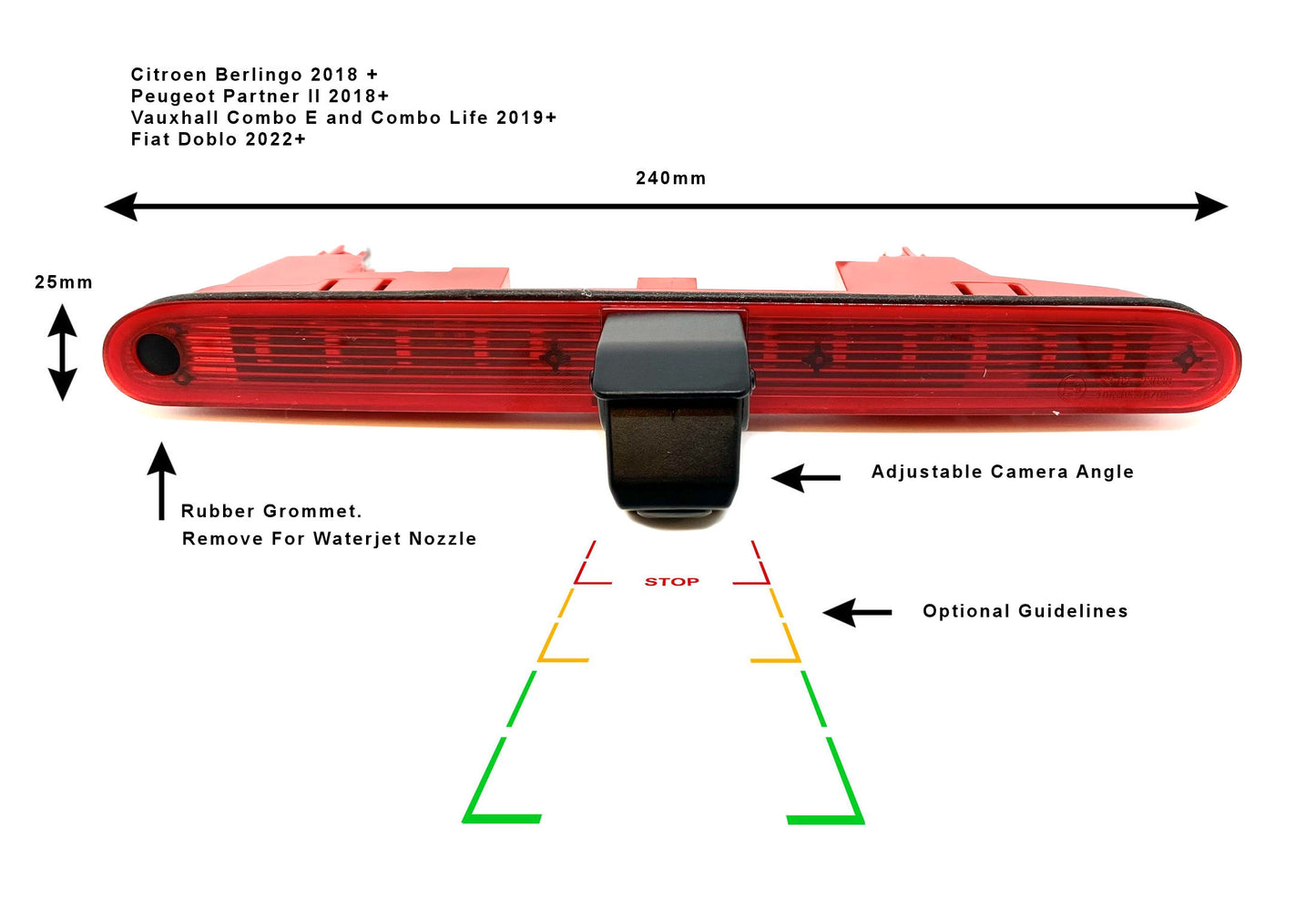 Fiat Doblo High Level Brake Light Camera 2010 - 2021