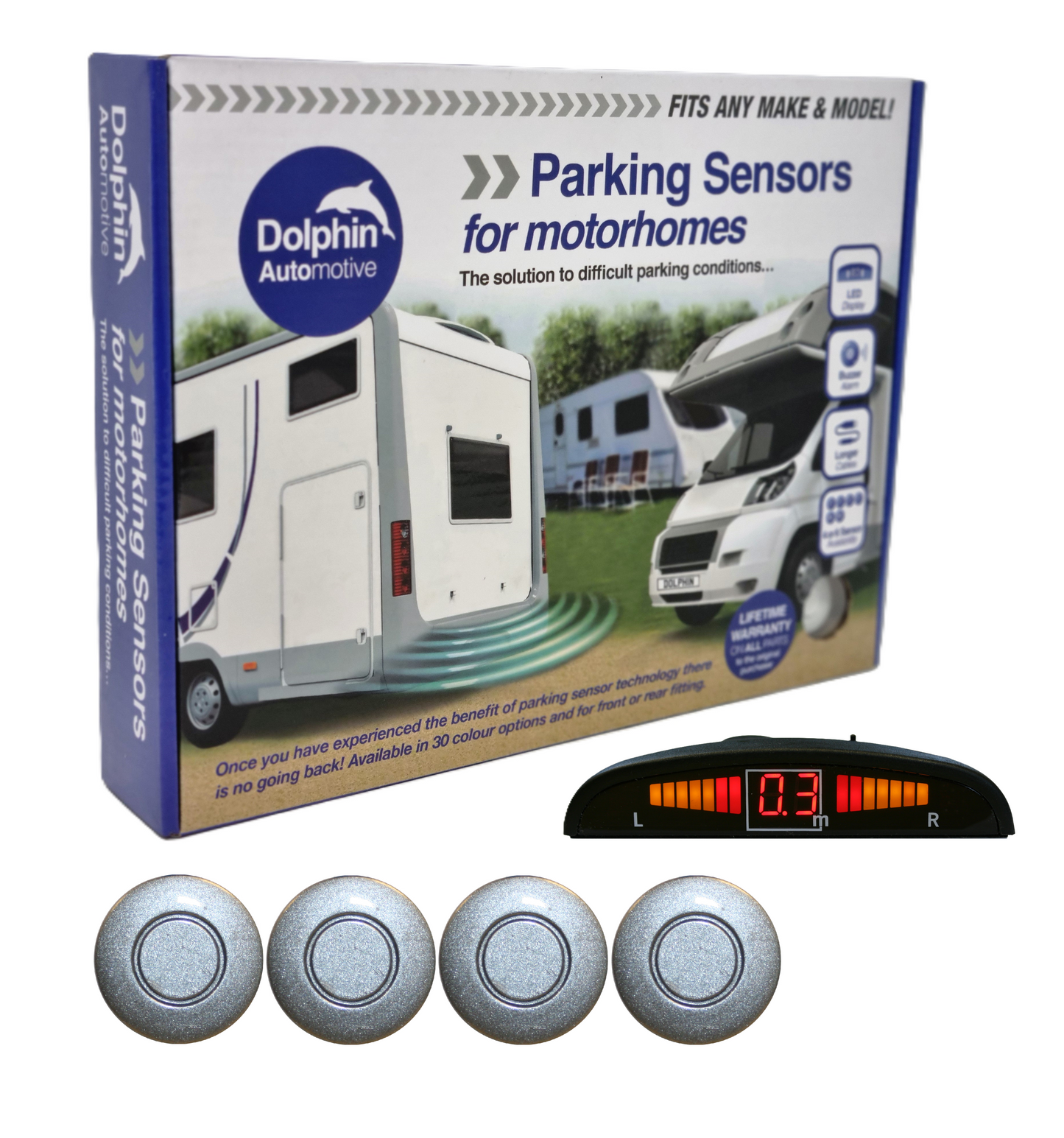 4 Reversing Sensors with Dashboard Display - For Motorhomes & Vans