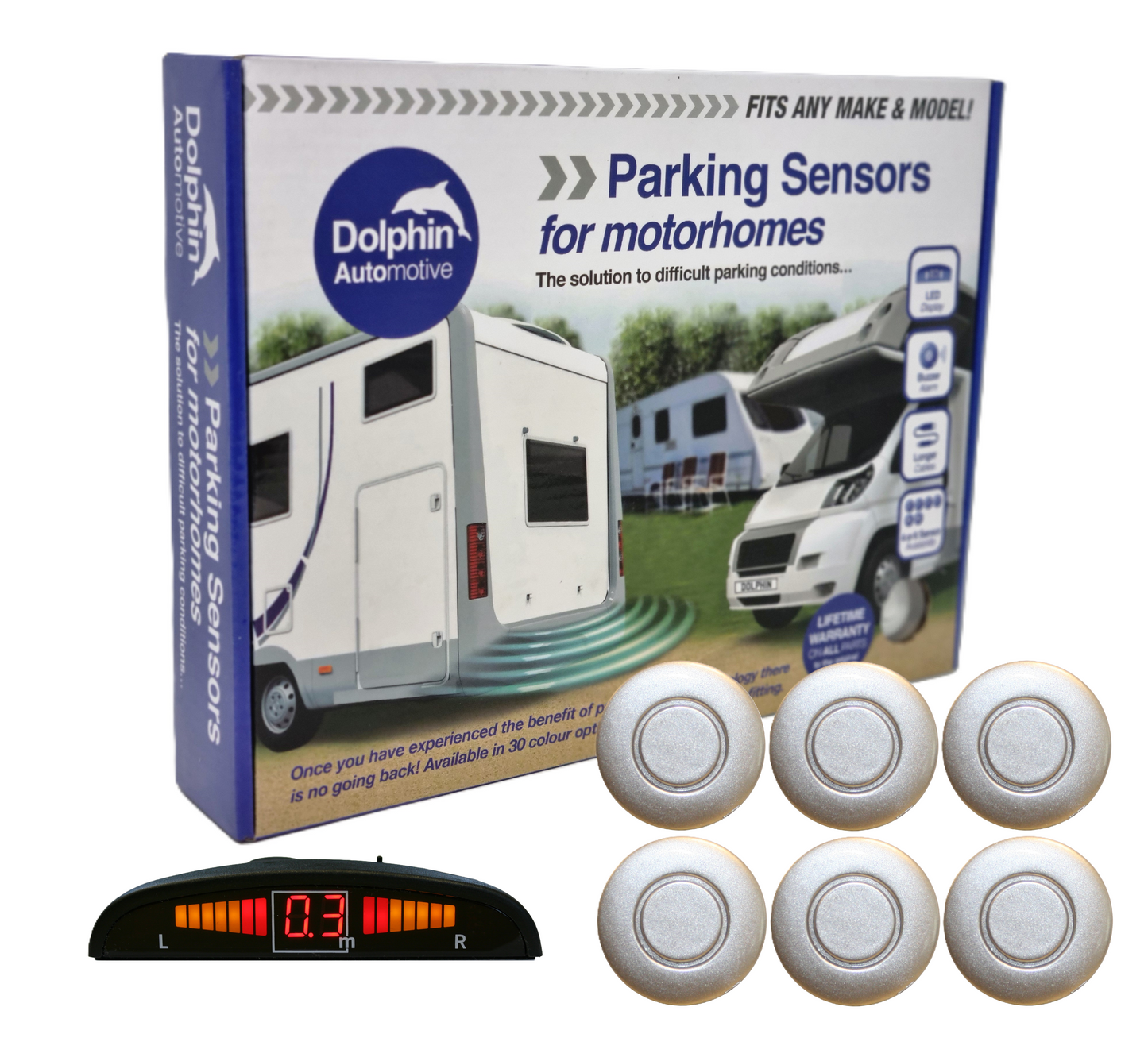 6 Reversing Sensors with Dashboard Display - For Motorhomes &  Vans
