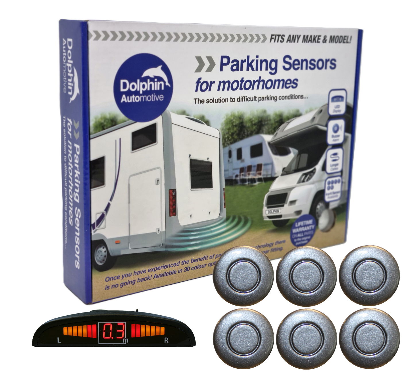 6 Reversing Sensors with Dashboard Display - For Motorhomes &  Vans