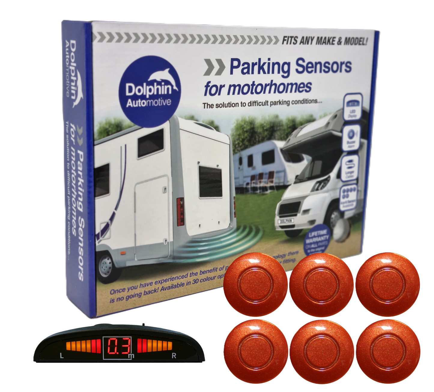 6 Reversing Sensors with Dashboard Display - For Motorhomes &  Vans