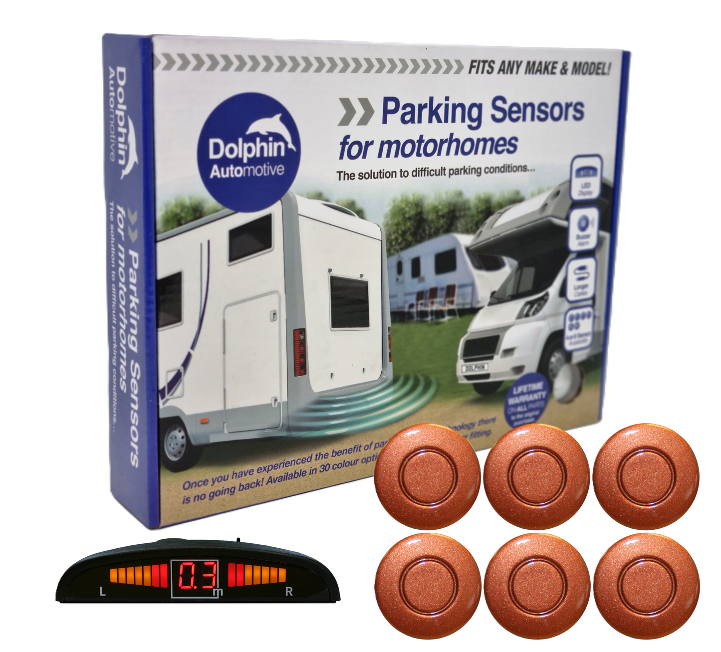 6 Reversing Sensors with Dashboard Display - For Motorhomes &  Vans