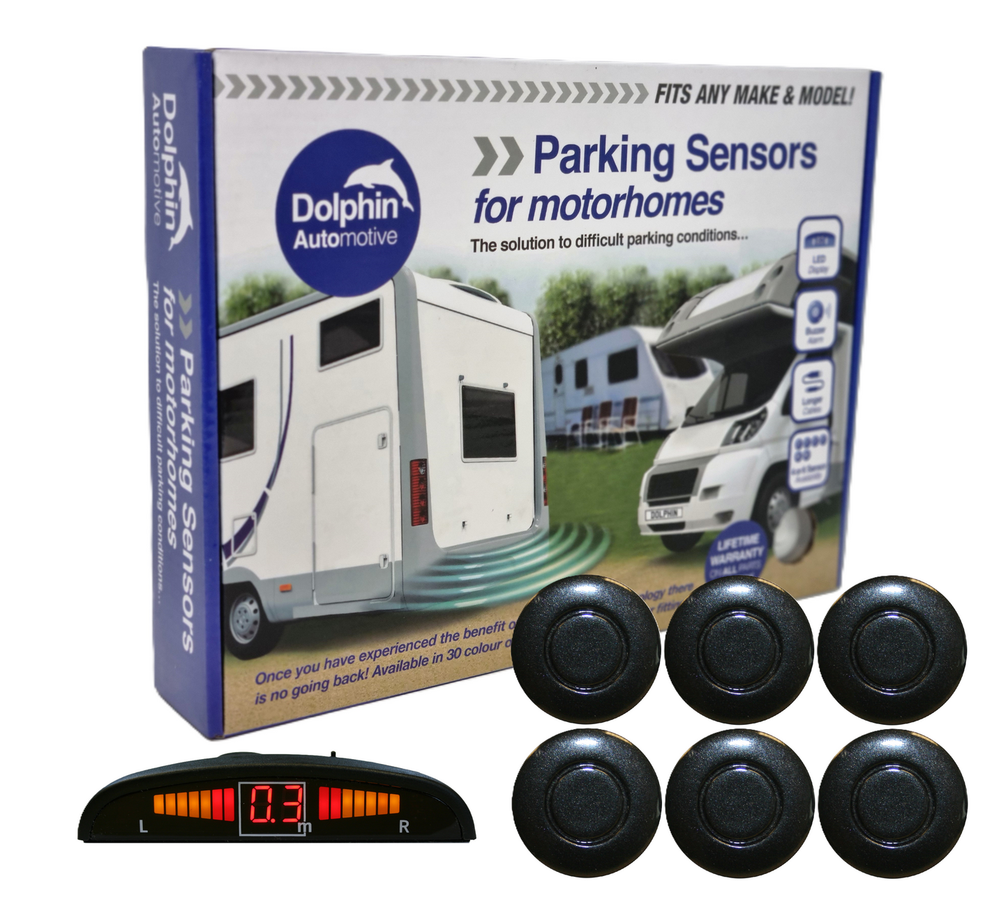 6 Reversing Sensors with Dashboard Display - For Motorhomes &  Vans