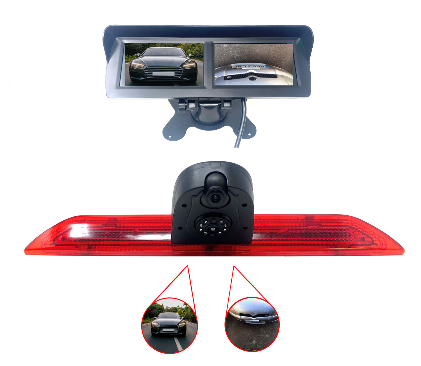 Dual/Twin Rear Brake Light Cameras for Ford Transit from 2014 – onwards
