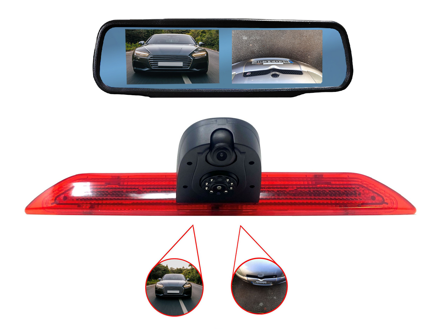 Dual/Twin Rear Brake Light Cameras for Ford Transit from 2014 – onwards