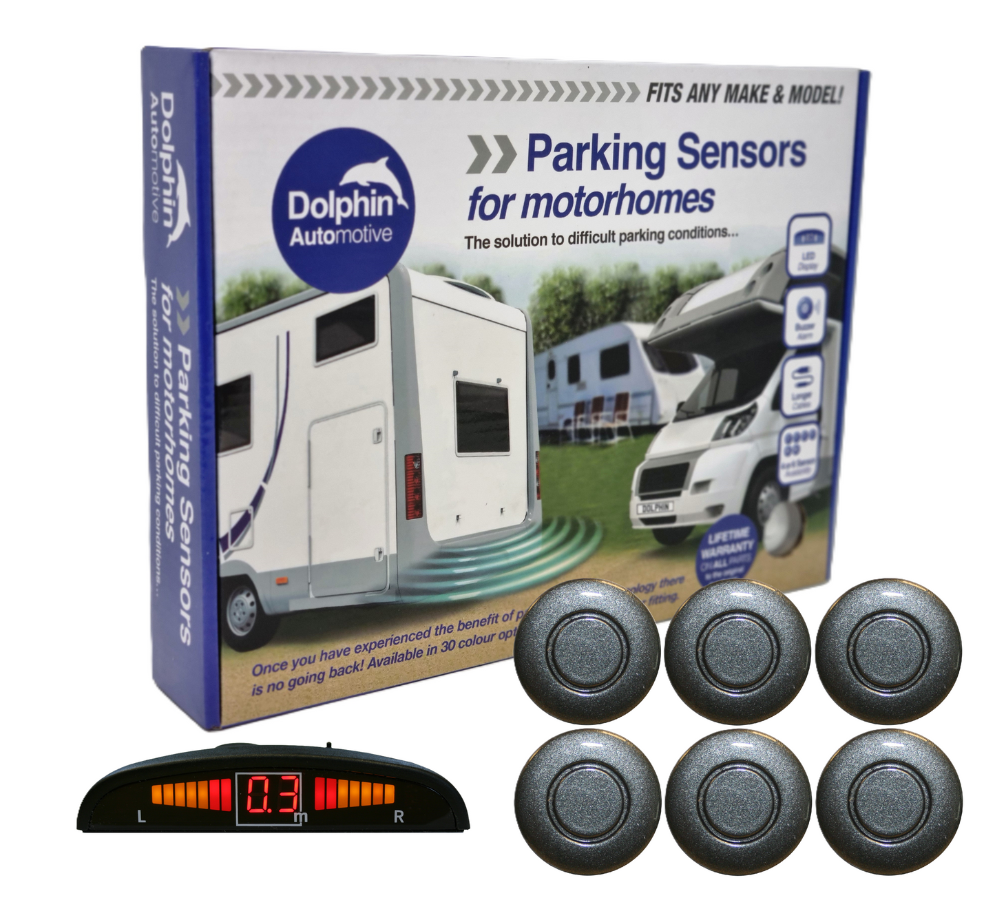 6 Reversing Sensors with Dashboard Display - For Motorhomes &  Vans