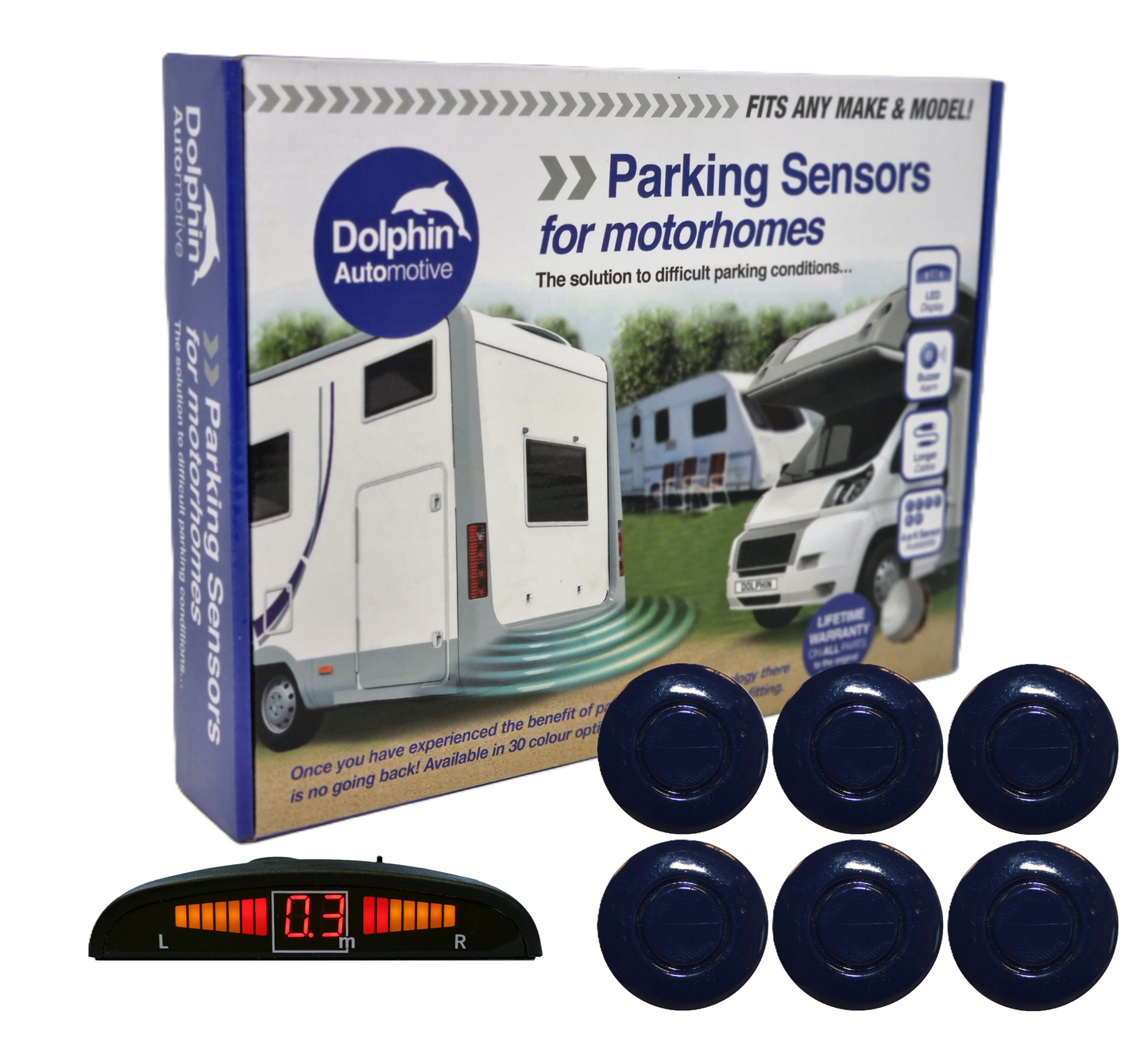 6 Reversing Sensors with Dashboard Display - For Motorhomes &  Vans