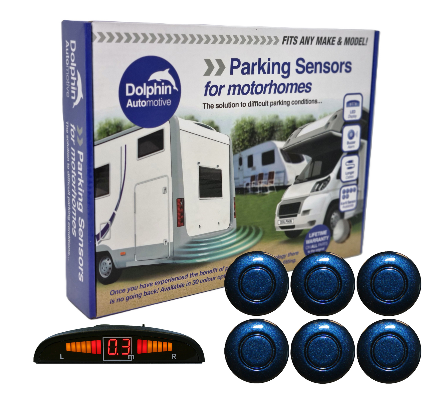 6 Reversing Sensors with Dashboard Display - For Motorhomes &  Vans