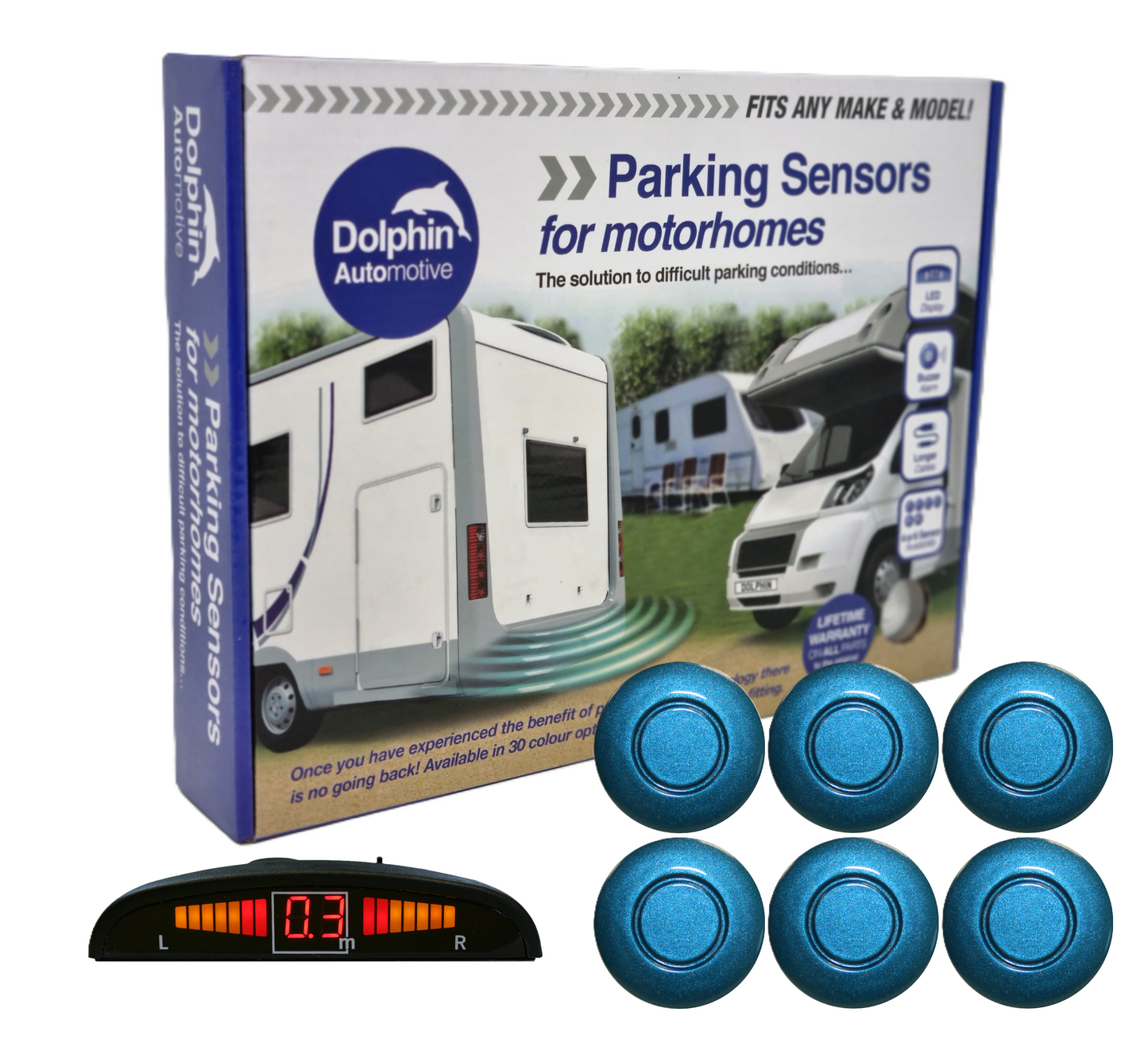 6 Reversing Sensors with Dashboard Display - For Motorhomes &  Vans