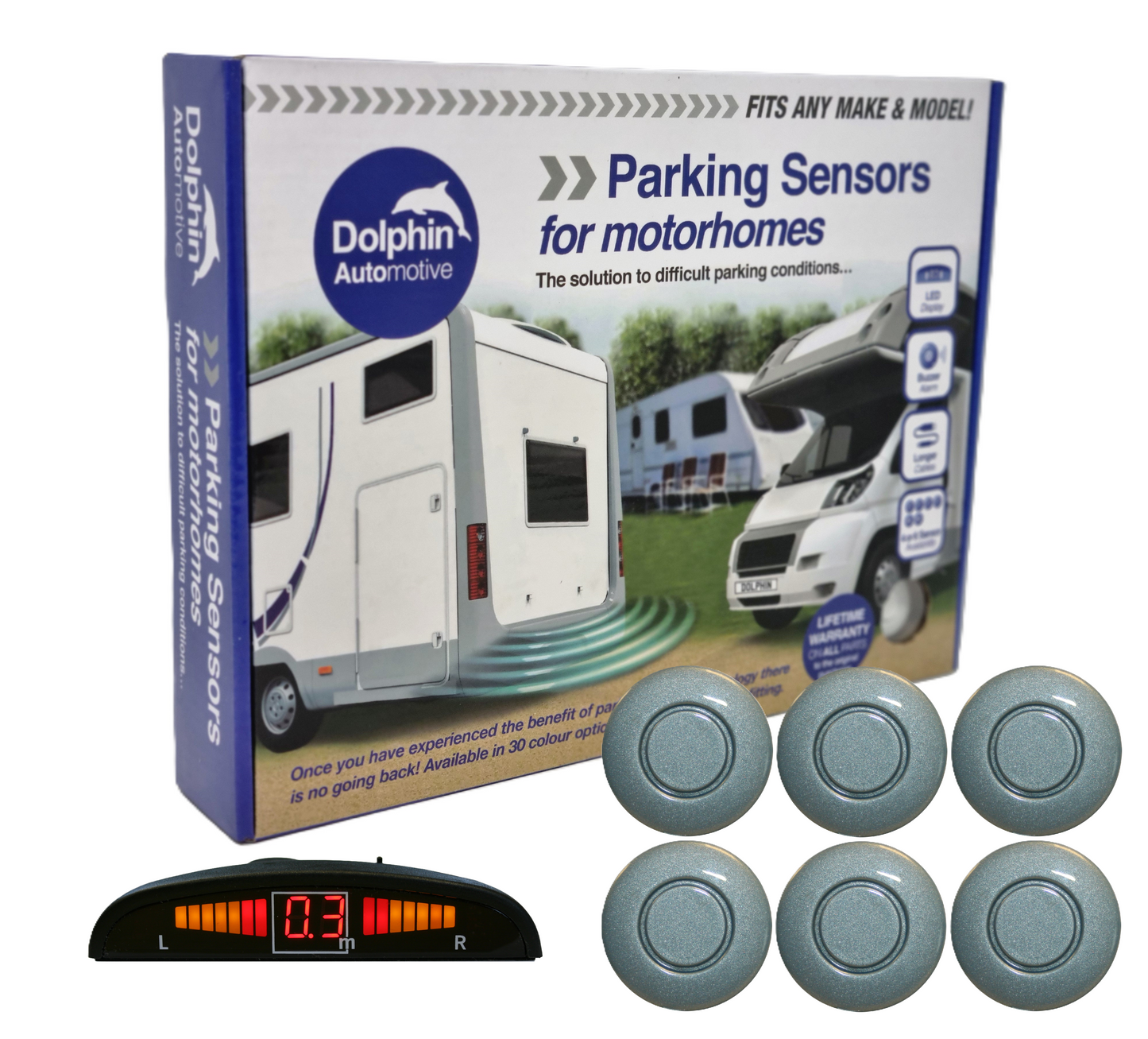 6 Reversing Sensors with Dashboard Display - For Motorhomes &  Vans