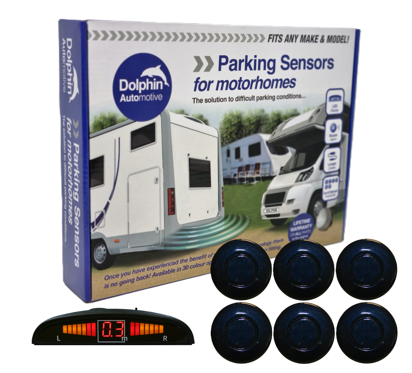 6 Reversing Sensors with Dashboard Display - For Motorhomes &  Vans