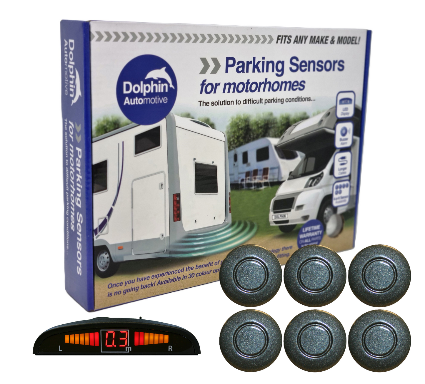 6 Reversing Sensors with Dashboard Display - For Motorhomes &  Vans